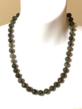 Genuine Dark Labradorite Necklace, Classic Natural Gemstone Beaded Necklace